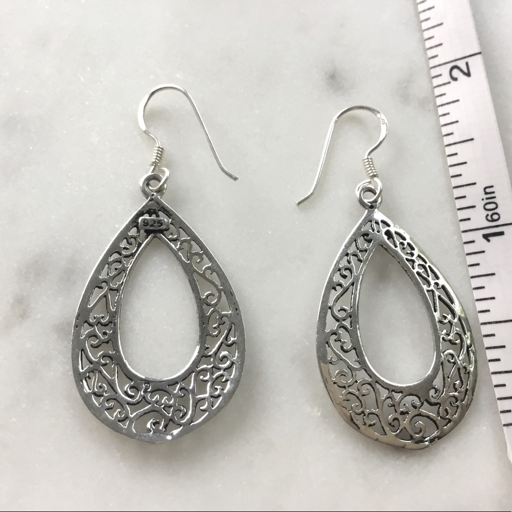 .925 Sterling Silver Filigree Earrings - Picture 4 of 16